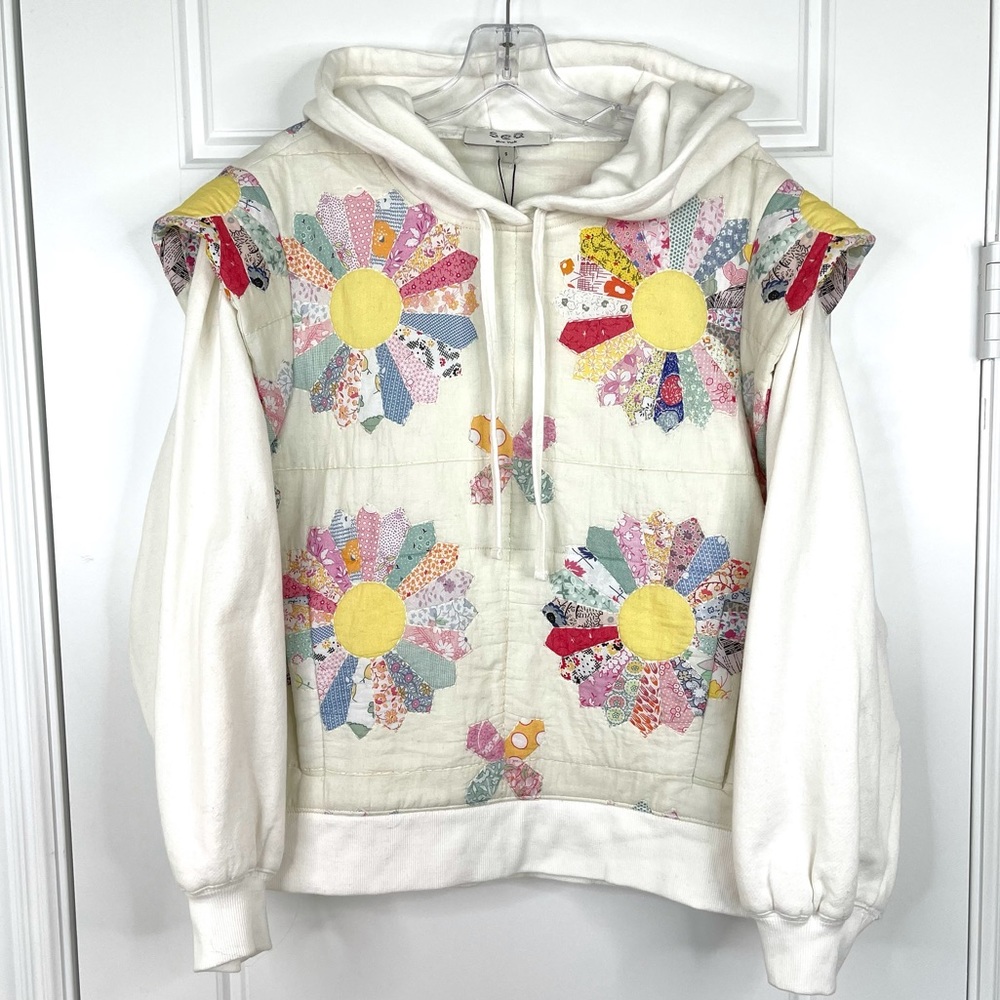 SEA NEW YORK Patchwork Quilted Hoodie Sweatshirt NEW With Tag Size S